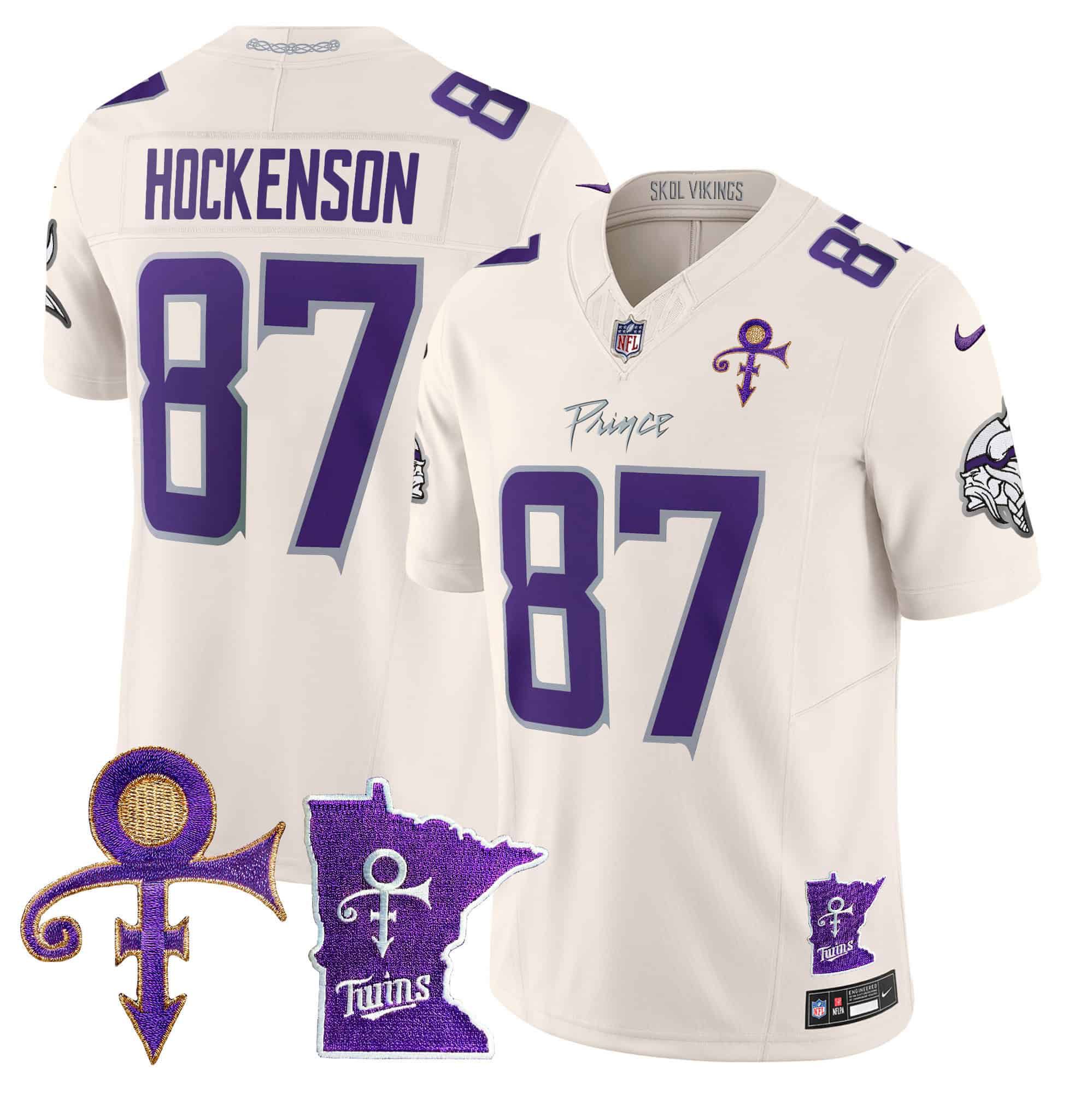 Men Minnesota Vikings 87 Hockenson Cream 2024 Nike Prince Vapor Limited NFL Jersey
